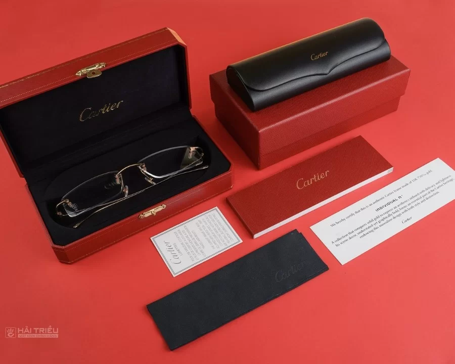 Cartier Louis Cartier Precious Nam - Gọng kính Vàng 18K nguyên khối - Mã EYP00012_CT0070O_003 (17) Phụ kiện bảo đảm chính hãng của kính EYP00012_CT0070O_003