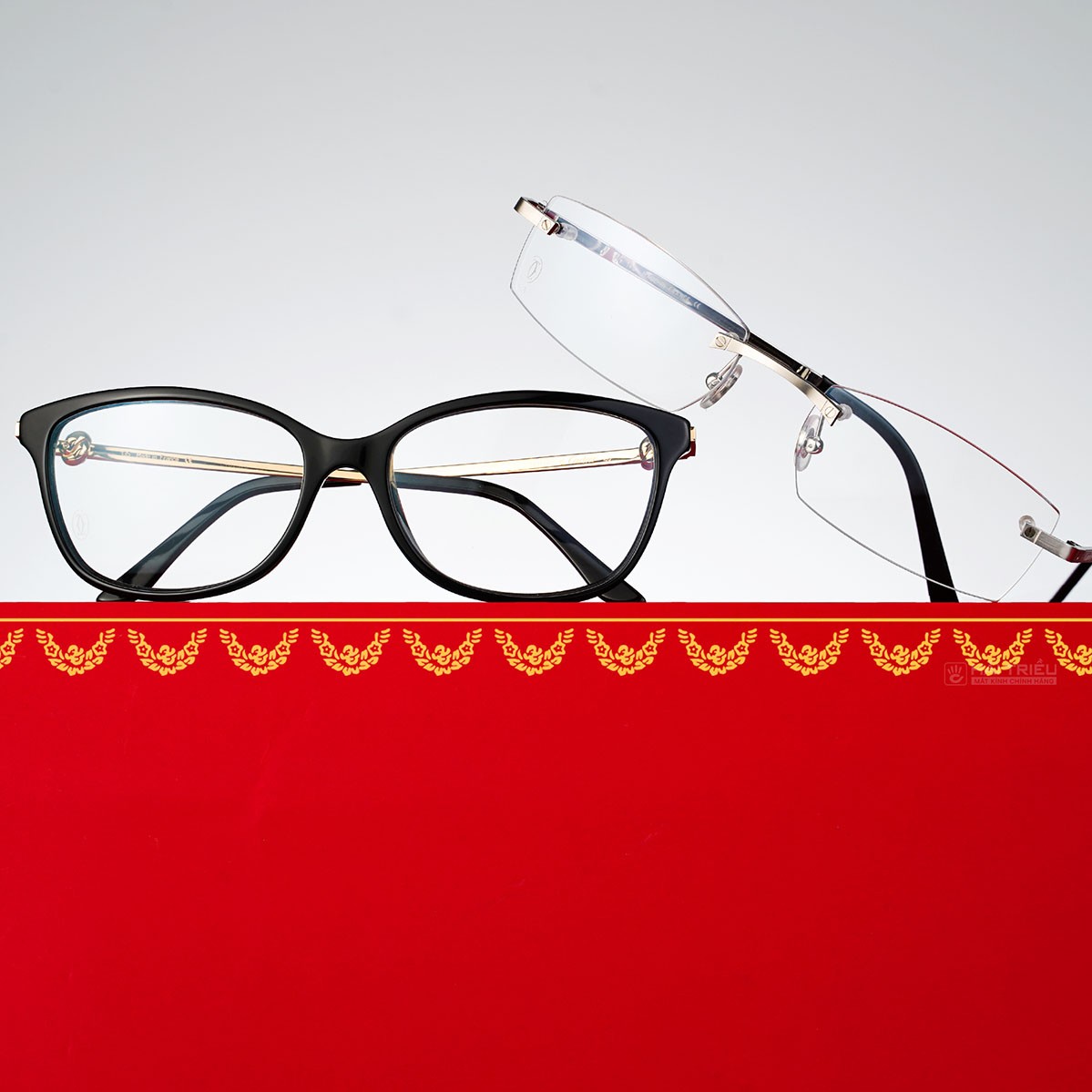 Cartier Trinity Nữ - Gọng kính Kim loại, Khung viền Nhựa - Mã CT0257O_004 (12) CT0257O 004 T8101094 CT0087O 001