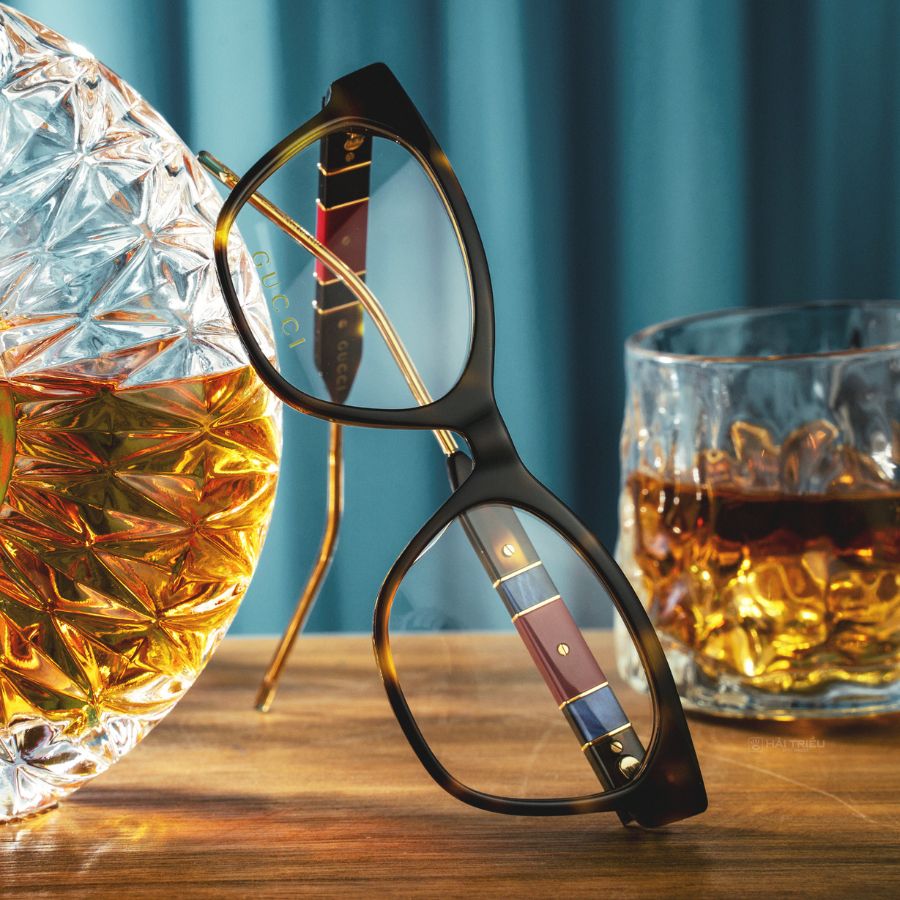 Gucci Tortoise Nữ - Gọng kính Nhựa Acetate - Mã GG0600O_54_003 (4) Mắt kính Gucci GG0600O_54_003 chính hãng 100% - Ảnh 1