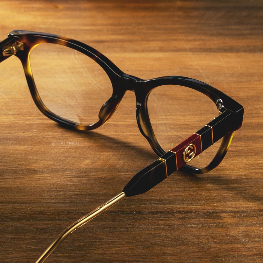 Gucci Tortoise Nữ - Gọng kính Nhựa Acetate - Mã GG0600O_54_003 (6) Mắt kính Gucci GG0600O_54_003 chính hãng 100% - Ảnh 3