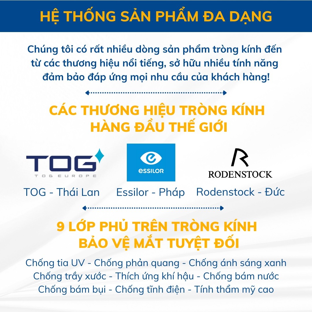 Dịch vụ đo mắt cận, kiểm tra thị lực và tư vấn từ chuyên gia (26) Kính Hải Triều là đại lý ủy quyền của hàng loạt thương hiệu kính mắt