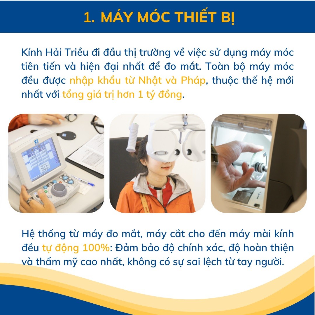 Dịch vụ đo mắt cận, kiểm tra thị lực và tư vấn từ chuyên gia (13) Trang thiết bị tại Kính Hải Triều là hiện đại nhất, giúp đo mắt chính xác