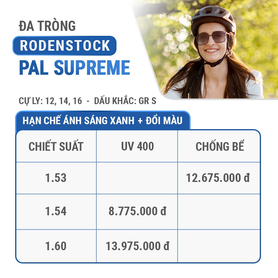 Tròng kính chống ánh sáng xanh, đổi màu Rodenstock Pal Supreme (Đa tròng đặt), dành cho người hay lái xe (1) Tròng kính chống ánh sáng xanh, đổi màu Rodenstock Pal Supreme - Ảnh 1