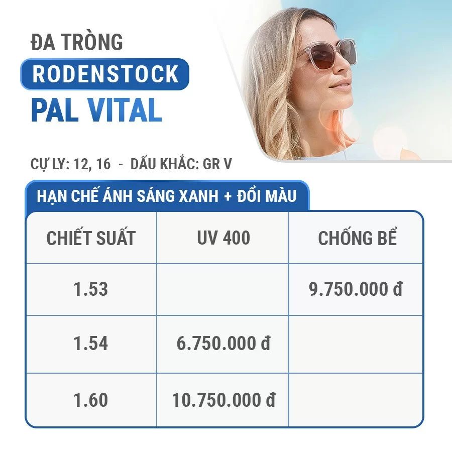Tròng kính chống ánh sáng xanh, đổi màu Rodenstock Pal Vital (Đa tròng đặt), dành cho người muốn tối ưu chi phí (1)  Tròng kính chống ánh sáng xanh đổi màu Rodenstock Pal Vital - Ảnh 1