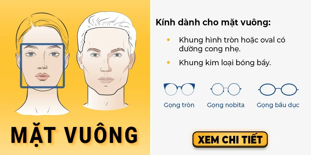 Chọn gọng kính phù hợp với khuôn mặt vuông