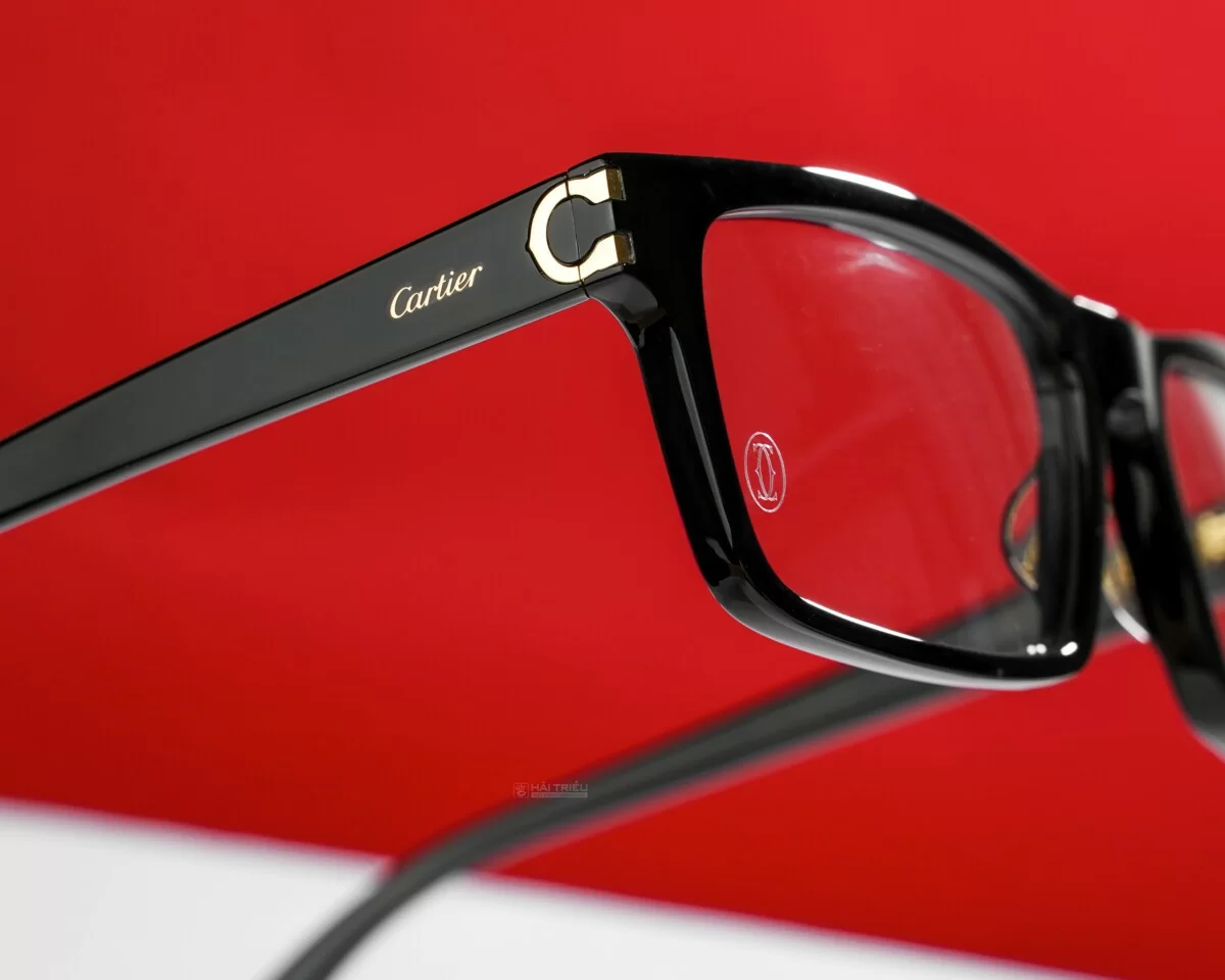Cartier Signature C Unisex - Gọng kính Nhựa, Mạ vàng - Mã CT0005O_010 (6) Mắt kính Signature C de Cartier CT0005O_010 chính hãng 100% - Ảnh 2