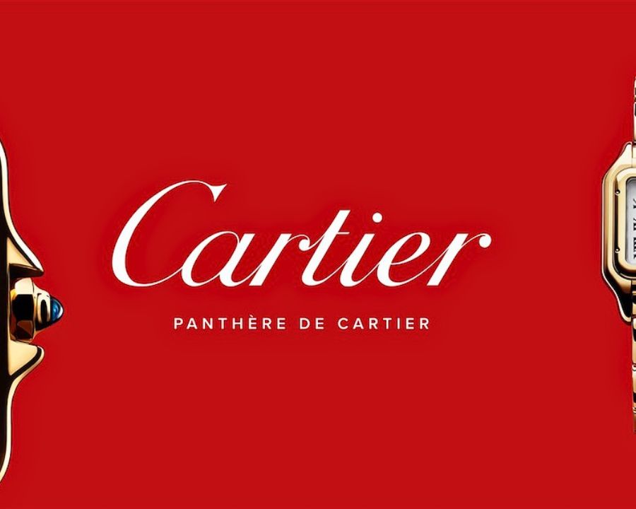 Thương hiệu Cartier trên nền đỏ
