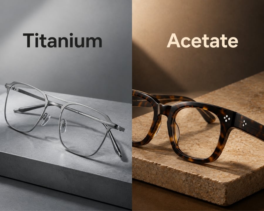 Acetate là gì? Khám phá ưu, nhược điểm của gọng kính Acetate (9) So sánh gọng kính Titanium và Acetate