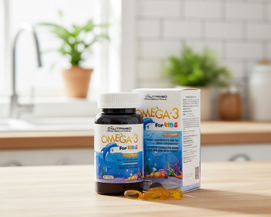 Dầu cá tốt cho mắt cận không? TOP 12 dầu cá tốt nhất 2025 (8) Omega 3 For Kids Nutrimed – Dầu cá tốt cho trẻ em mắt cận và phát triển trí não