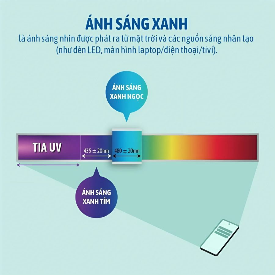 Tròng kính chống ánh sáng xanh là gì, có nên đeo? Hiểu A-Z (2) Ánh sáng xanh chia thành 2 loại là ánh sáng có lợi và ánh sáng có hại