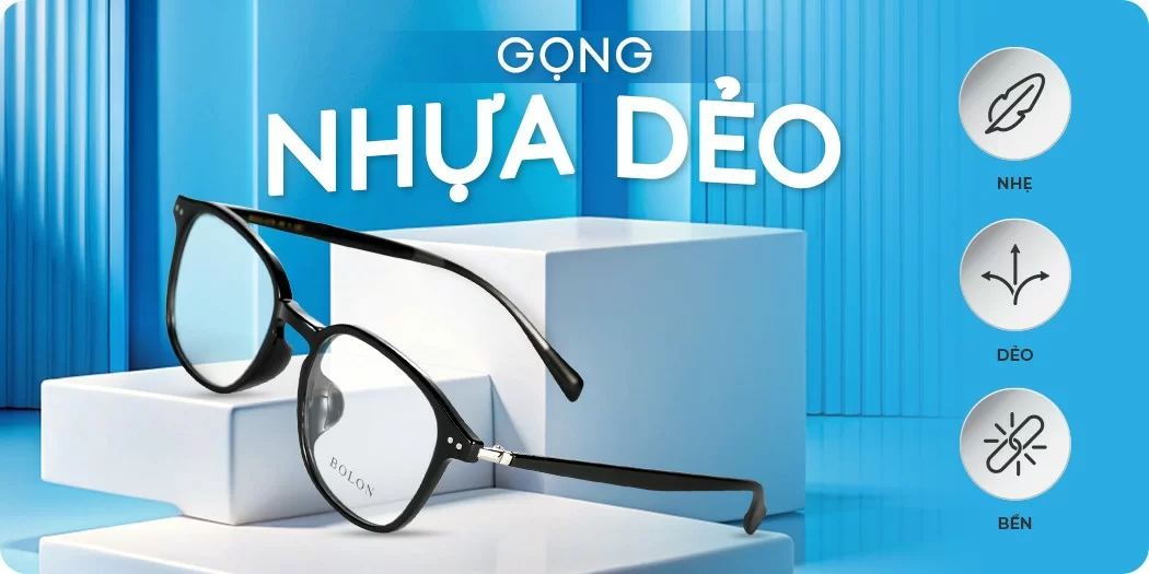 Gọng kính nhựa dẻo chính hãng 100%