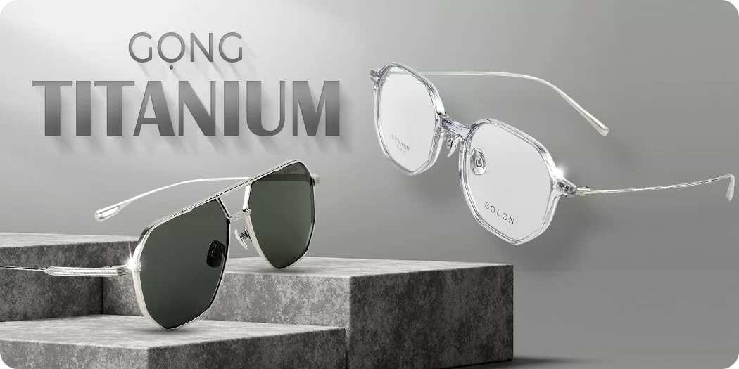 Gọng kính Titanium cao cấp, chính hãng 100%