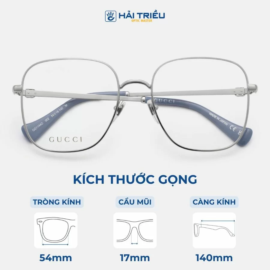 Gucci Unisex - Gọng kính Thép không gỉ - Mã GG1144O_54_002 (6) mat kinh gucci gg1144o 54 002 chinh hang 4