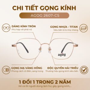 Chi tiết gọng kính Agog 2607-C5 chính hãng 100%