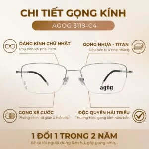 Chi tiết gọng kính Agog 3119-C4 chính hãng 100%