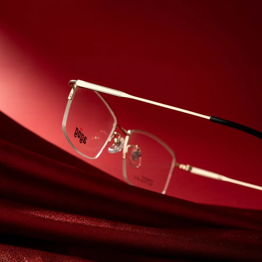 Agog Nam - Gọng kính Titanium - Mã 5509-C2 (6) Thiết kế bán gọng tinh tế cùng sắc vàng gold