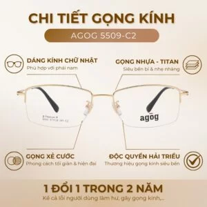 Chi tiết gọng kính Agog 5509-C2 chính hãng 100%