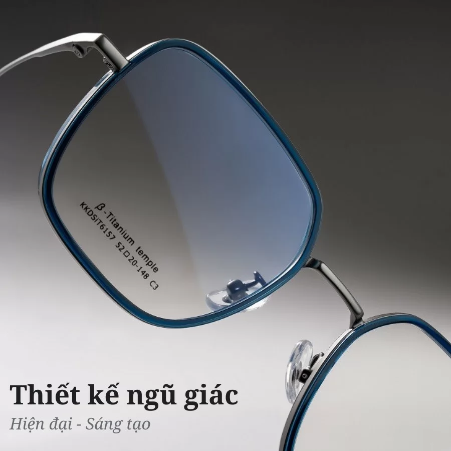 Agog Pengonal Nam - Gọng kính Titanium - Mã 7516TiSDKK-C3 (8) Thiết kế ngũ giác ấn tượng của mắt kính Agog 7516TiSDKK-C3