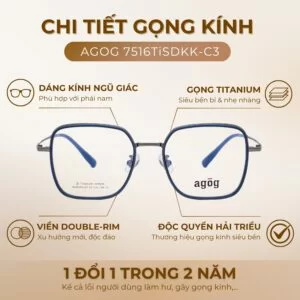 Chi tiết gọng kính Agog 7516TiSDKK-C3 chính hãng 100%