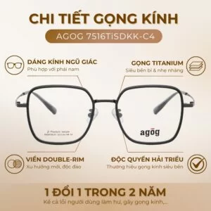 Homepage (42) Chi tiết gọng kính Agog 7516TiSDKK-C4 chính hãng 100%