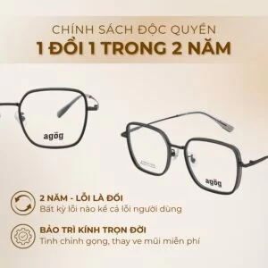 Agog Pengonal Unisex - Gọng kính Kim loại - Mã 7516TiSDKK-C4 (4) Chính sách độc quyền gọng kính Agog 7516TiSDKK-C4