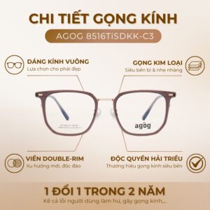Chi tiết gọng kính Agog 8516TiSDKK-C3 chính hãng 100%