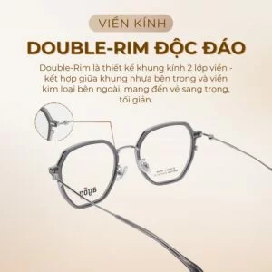Agog Hexgonal Nam - Gọng kính Titanium - Mã 9516TiSDKK-C3 (3) Viền kính Double-Rim độc đáo Agog 9516TiSDKK-C3