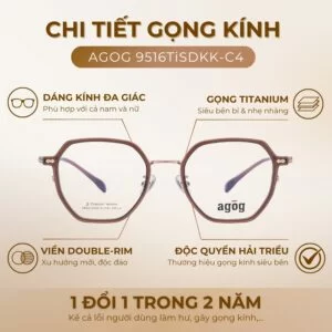 Chi tiết gọng kính Agog 9516TiSDKK-C4 chính hãng 100%