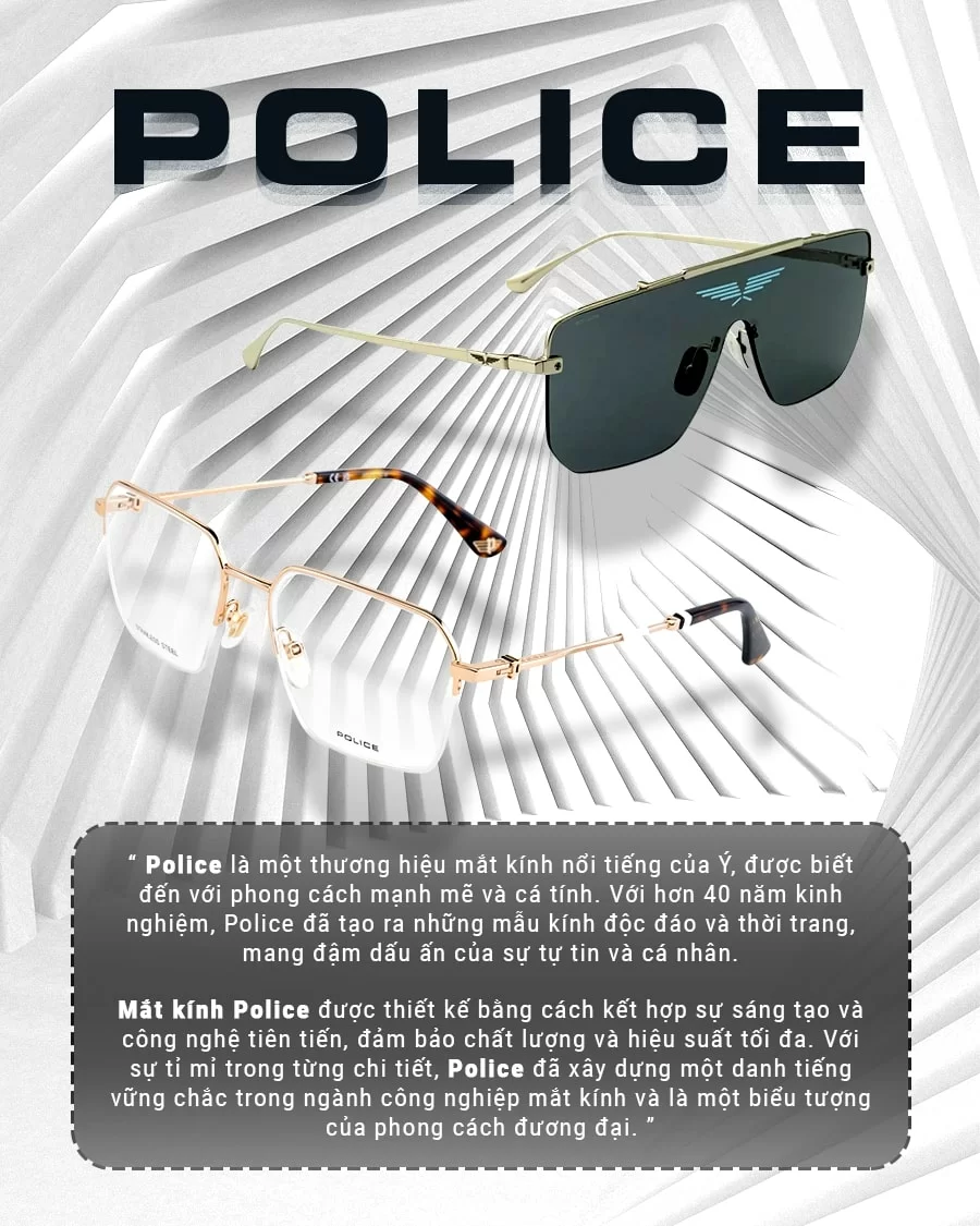 Police Unisex - Gọng kính Kim loại nhựa - Mã VPLG82_0302 (4) Mắt kính Police chính hãng 100%