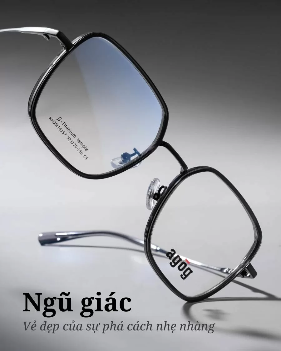 Agog Pengonal Unisex - Gọng kính Kim loại - Mã 7516TiSDKK-C4 (11) Thiết kế ngũ giác viền bo tròn mềm mại độc đáo, nhẹ nhàng, ấn tượng.