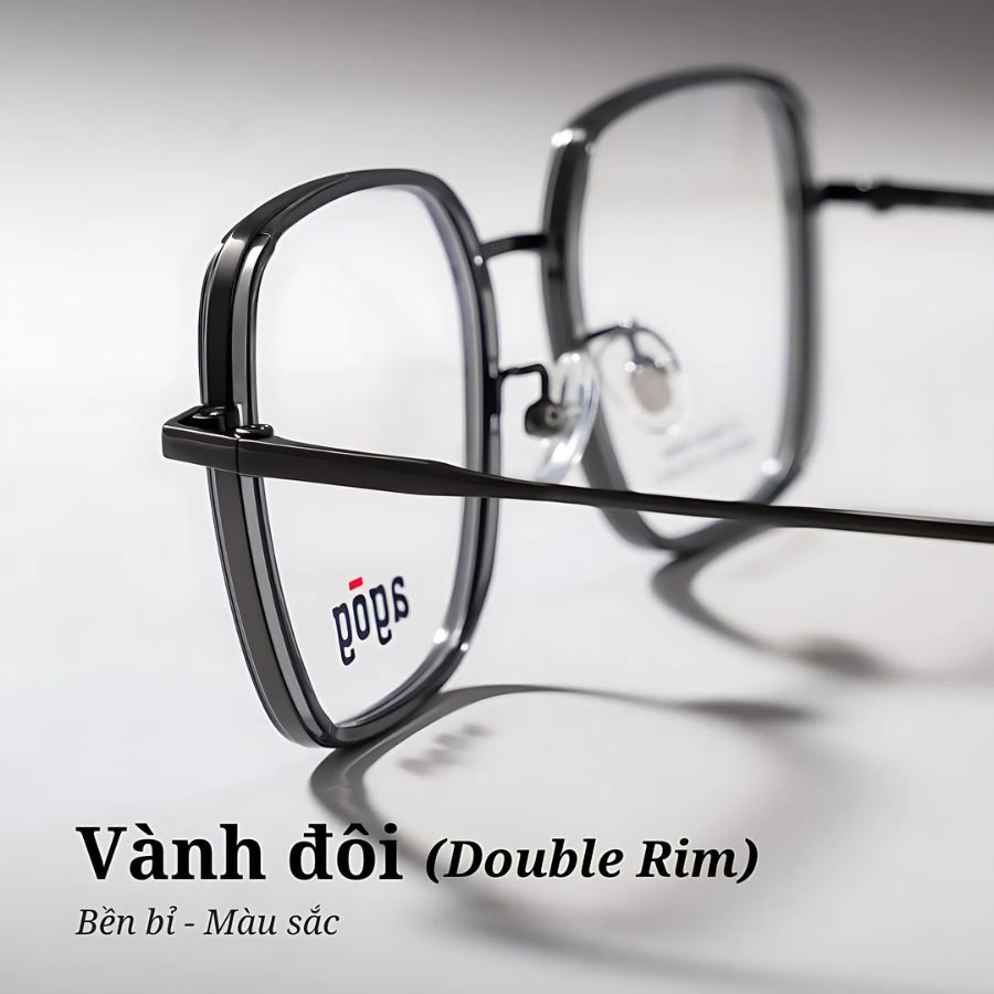 Agog Pengonal Unisex - Gọng kính Kim loại - Mã 7516TiSDKK-C4 (12) Vành kính đôi của Agog 7516TiSDKK-C4 với chất liệu Titanium và viền nhựa bên ngoài giúp kính bền bỉ, đẹp mắt.