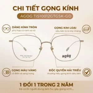 Chi tiết gọng kính Agog TiS10012GTGSK-GD