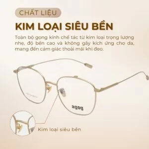 Agog Unisex - Gọng kính Kim loại - Mã TiS10012GTGSK-GD (2) Gọng kính kim loại Agog TiS10012GTGSK-GD chính hãng 100%