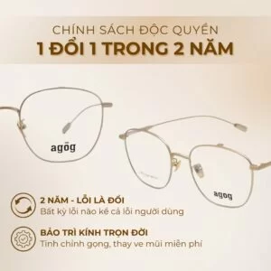 Agog Unisex - Gọng kính Kim loại - Mã TiS10012GTGSK-GD (4) Chính sách đổi trả gọng kính Agog TiS10012GTGSK-GD chính hãng 100%