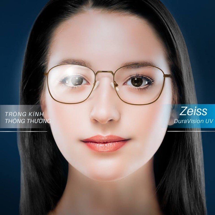 Zeiss DuraVision là gì? Công nghệ váng phủ hàng đầu của Đức (3) So sánh sự khác biệt rõ rệt giữa khả năng chống lóa của tròng thường và tròng có phủ Zeiss DuraVision