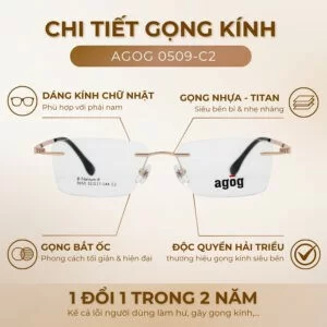 Chi tiết gọng kính Agog 0509-C2 chính hãng 100%