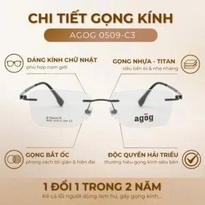 Chi tiết gọng kính Agog 0509-C3