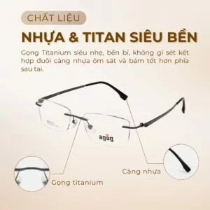Gọng kính nhưa và Titanium Agog 0509-C3 chính hãng 100%