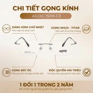 Chi tiết gọng kính Agog 1509-C3 chính hãng 100%