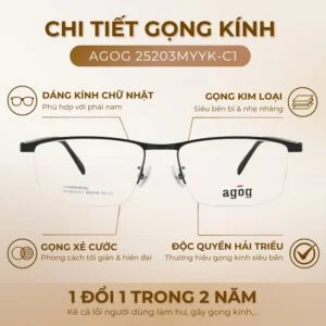 Chi tiết gọng kính Agog 25203MYYK-C1 chính hãng 100%