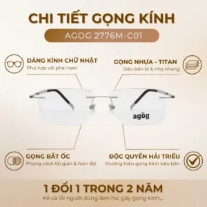 Chi tiết gọng kính Agog 2776M-C01 chính hãng 100%