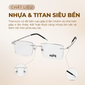 Gọng kính Agog 2776M-C01 chất liệu nhựa titan siêu bền