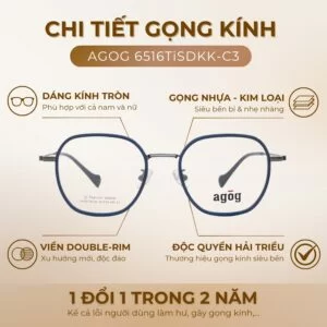 Chi tiết gọng kính Agog 6516TiSDKK-C3 chính hãng 100%
