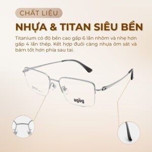 Agog Nam - Gọng kính Nhựa, Titanium - Mã 7509-C3 (2) Chất liệu gọng kính Agog 7509-C03 chính hãng 100%