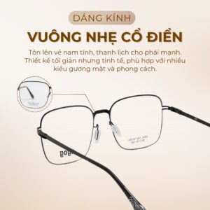 Dáng kính Agog tS21012GTGSK-BK vuông nhẹ tôn lên vẻ nam tính