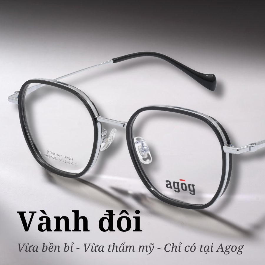 Gọng kính Agog 6516TiSDKK-C1 có vành đôi là một thiết kế đặc biệt với sự kết hợp giữa titanium và nhựa.