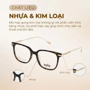 Agog Unisex - Gọng kính Nhựa, Kim loại - Mã 2516TISGMK-C3 (2) Chất liệu Agog 2516TISGMK-C3 nhựa kim loại siêu bền
