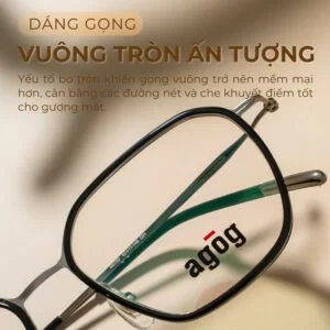 Gọng kính Agog 2876-C01 vuông tròn mềm mại hợp mọi dáng mặt