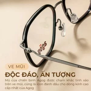 Gọng kính Agog 2876-C01 là dòng cao cấp nhất của Agog nổi bật với ve mũi ấn tượng
