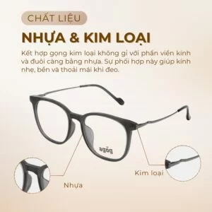 Agog Nam - Gọng kính Nhựa, Kim loại - Mã 7005TISXXK-C4 (2) Chất liệu Agog 7005TISXXK-C4 nhựa kim loại siêu bền